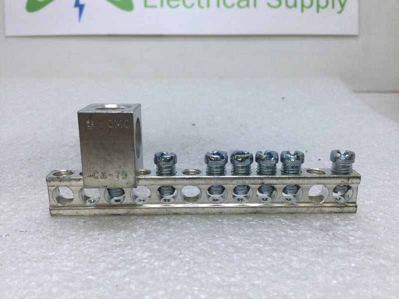 CMC NA-75B 12 Terminal #4-#14 AWG Ground/Neutral Bar w/CA 79 Lug