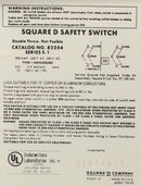 Square D 82254 200 Amp 2 Pole 240V Double Throw Non-Fused Safety Switch