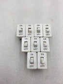 Lot of 9 Leviton Mini Toggle On/Off Switch 3/4 HP 125-250 VAC 10-20 Amp in White