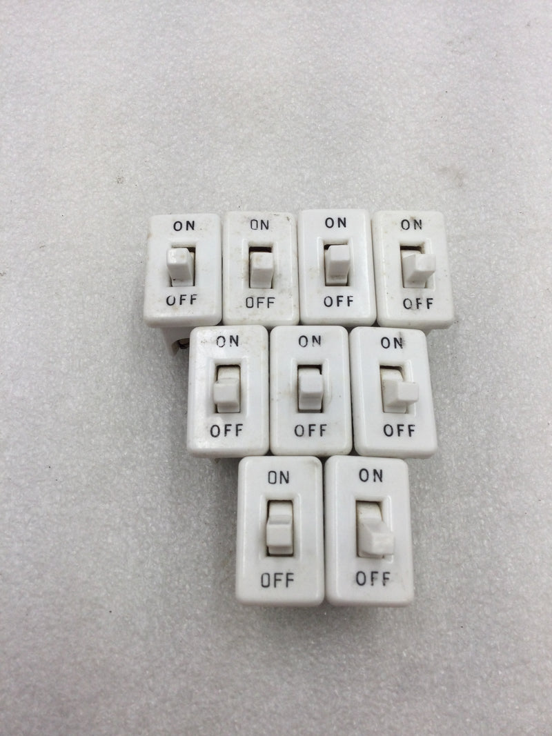 Lot of 9 Leviton Mini Toggle On/Off Switch 3/4 HP 125-250 VAC 10-20 Amp in White