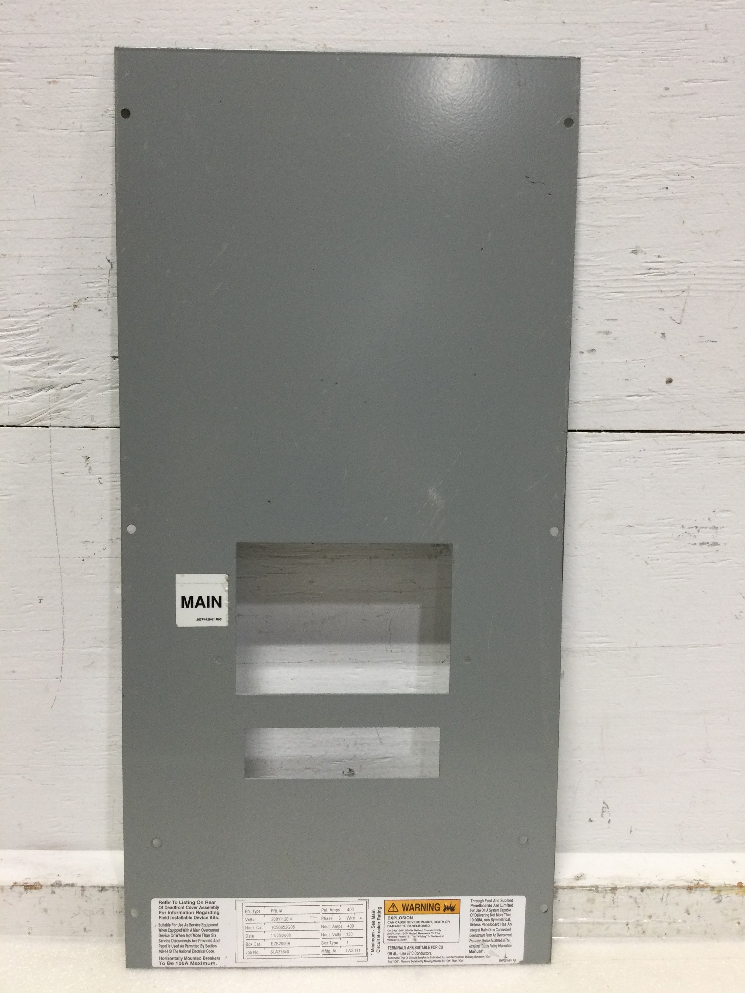 Eaton Cutler Hammer Panel Board Prl1a Cover/ Dead Front Only Nema1 22