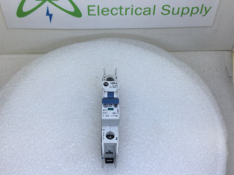 Allen-Bradley 1489-A1C200 20 Amp 1 Pole 277V Din Rail Mount Circuit Breaker