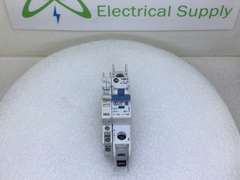 Allen-Bradley 1489-A1C100 10 Amp Single Pole 277V Circuit Breaker w/Auxillary