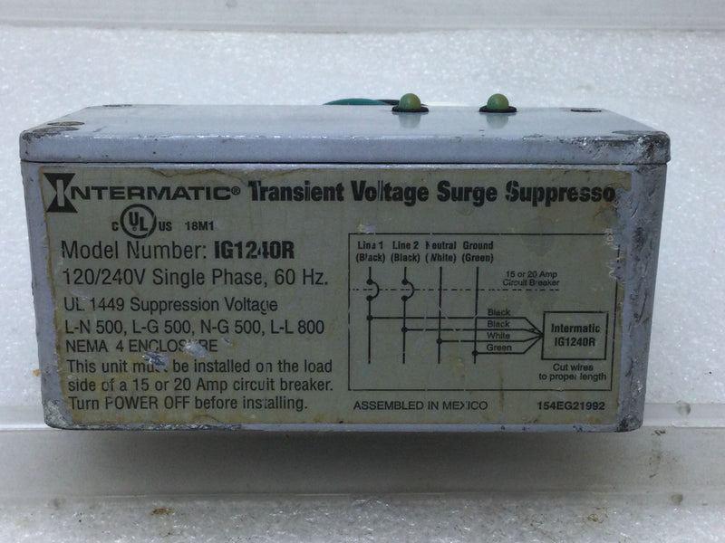 Intermatic IG1240R Transient Voltage Surge Suppressor 120/240V Single Phase 60HZ