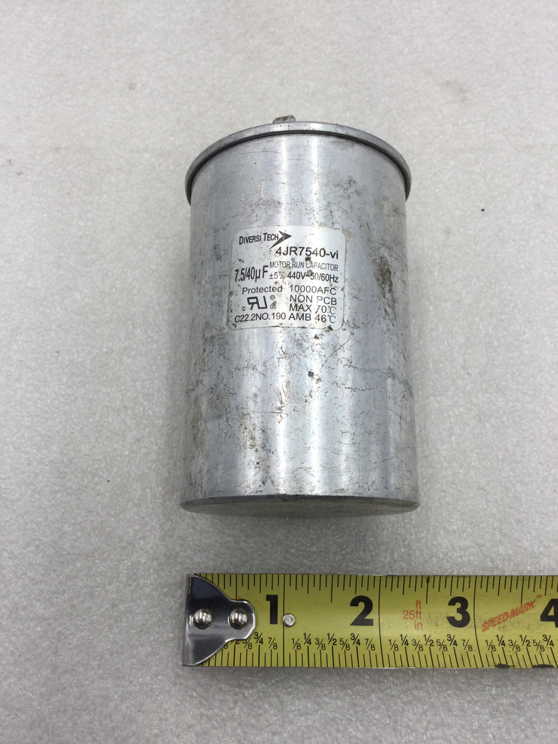 Diversitech 4JR7540-vi Capacitor 7.5/40uF +/-5% 440 VAC 50/60 Hz
