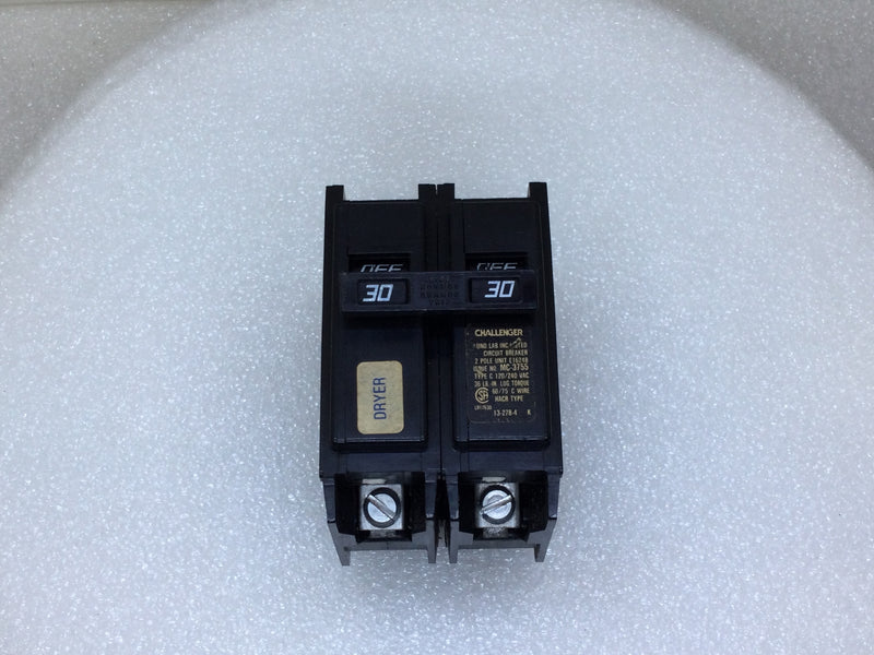 Challenger C230 30 Amp 2 Pole 120/240V Circuit Breaker - Sticker Face