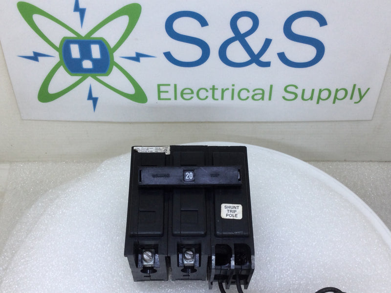 Cutler Hammer BAB2020S 20 Amp 2 Pole 120/240V Circuit Breaker w/Shunt Trip