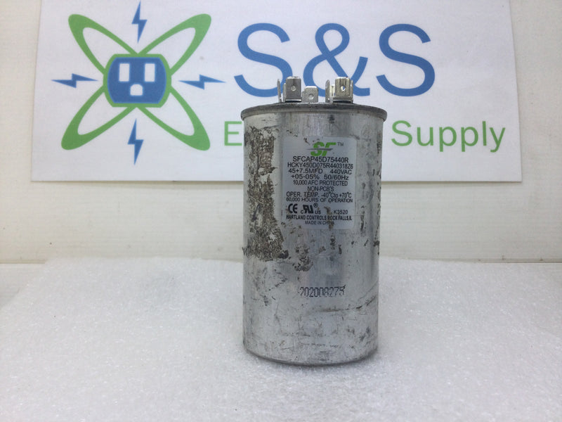 Hartland Controls HCKY450D075R440318Z6 Capacitor 45+7.5 MFD +05-05% 440 VAC 50/60 Hz