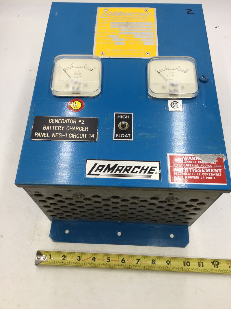 LaMarche A46-6-24V-A1 Battery Charger Input 3 Amp 120V, Output 24V 6 Amps w/2 DC Amp Gauges