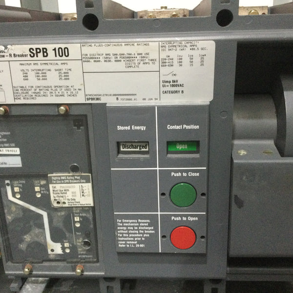 Westinghouse SPB100 800 Amp 3 Pole 600V Pow-R Circuit Breaker