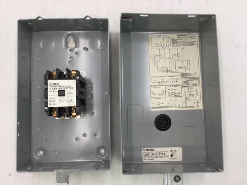 Siemens 49EC14EB110705R Enclosure w/LEN00B002277A Lighting and Heating Contactor 20 Amp Max 277 Vac Single Phase