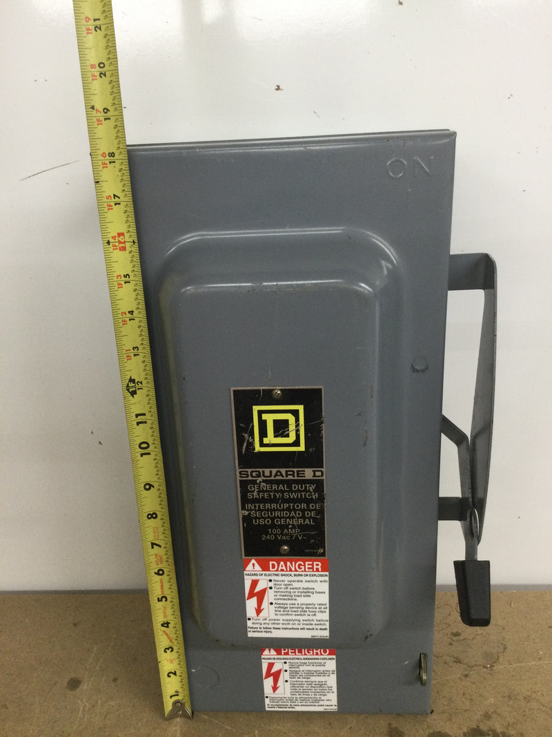 Square D D323N General Duty Indoor Fused 100 Amp 240 VAC Disconnect Switch