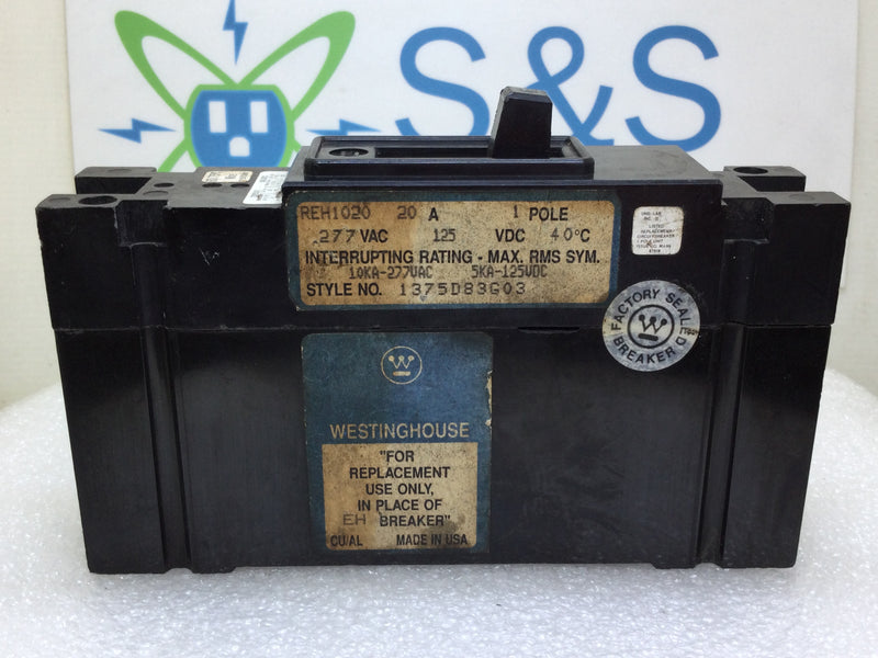 Westinghouse REH1020 20 Amp 1 Pole 277V Circuit Breaker