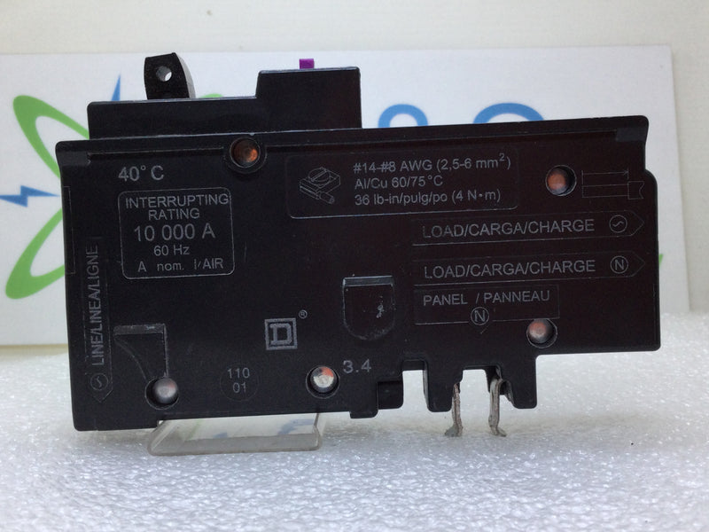 Square D HOM120PDF 20 Amp 1 Pole 120V Dual Function Neutral Circuit Breaker