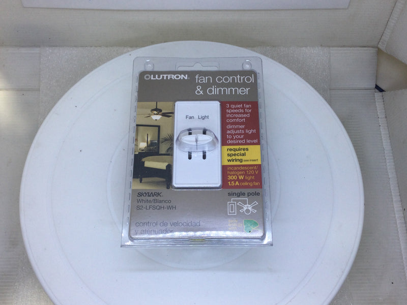 Lutron/Skylark S2-LFSQH-WH Fan Control & Dimmer