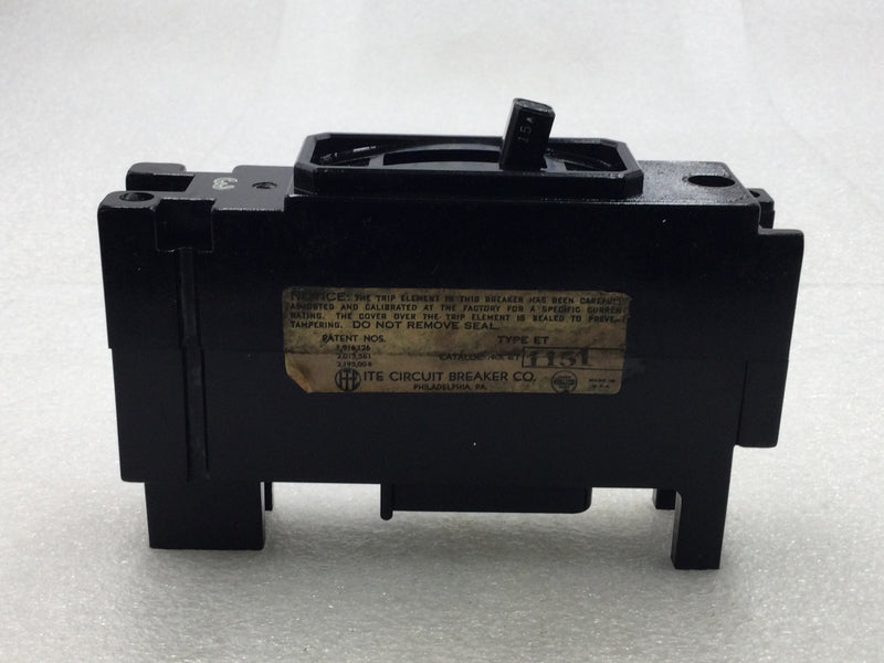 ITE ET1151 15 Amp 1 Pole 125V Bolt-On ET Circuit Breaker