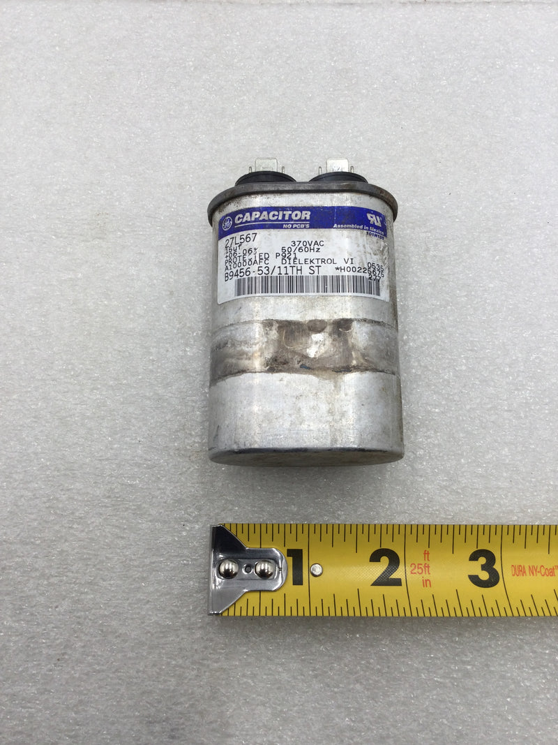 GE General Electric 27L567 15uf +/- 6% 370 VAC 50/60Hz Run Style Capacitor