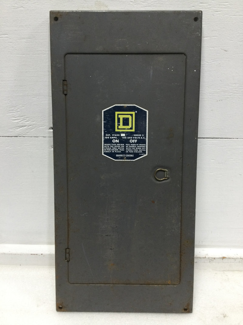 Square D 31653 60 Amp 120/240V Switch & Fusible Panel Door 24" x 11 1/2"