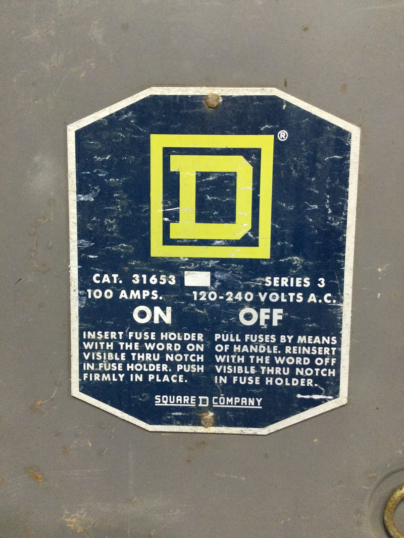 Square D 31653 60 Amp 120/240V Switch & Fusible Panel Door 24" x 11 1/2"