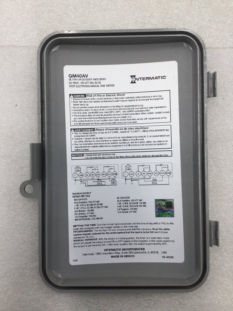 Intermatic GM40AV 40 Amp 120/277V Enclosure Cover 9 3/4" x 6 1/2"