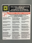 Square D Q22200NS 200 Amp 240V Main Breaker Dead Front 23 1/8" x 7 5/8"