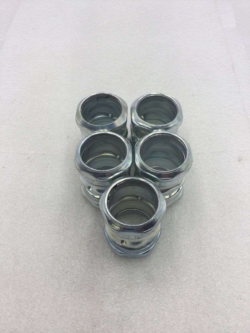Lot of 5 Thomas & Betts 1 1/4" EMT Conduit Compression Couplings