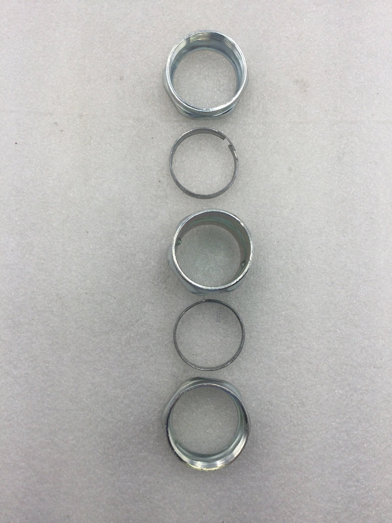 Lot of 5 Thomas & Betts 1 1/4" EMT Conduit Compression Couplings