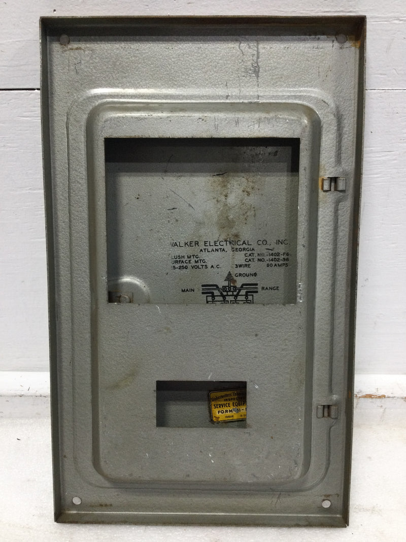 Walker Electric 1402-F/S6 60 Amp 125/250V Fusible Panel Door 16 1/4" x 9 7/8"