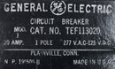 GE/General Electric TEF113020 20 Amp 1 Pole 277V Circuit Breaker