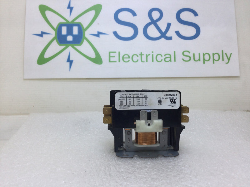 Trane/American Standard CTR02574 Contactor Single Pole 40 Amp 240-600 VAC with 24 VAC Coil