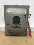 Square D A41351 30 Amp 3 Phase 240 VAC 3 HP Non-Fusible Vintage Safety Switch