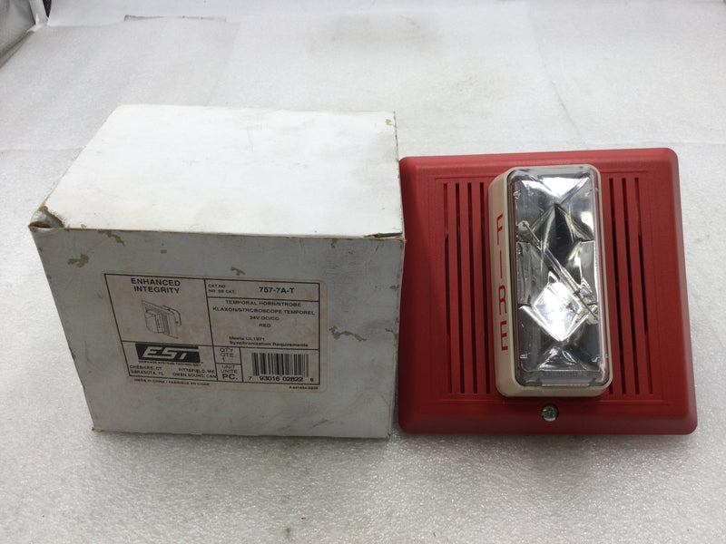 Edwards/EST 757-7A-T 15/75 Candela 24 VDC Wall Mount Temporal Horn/Strobe in Red