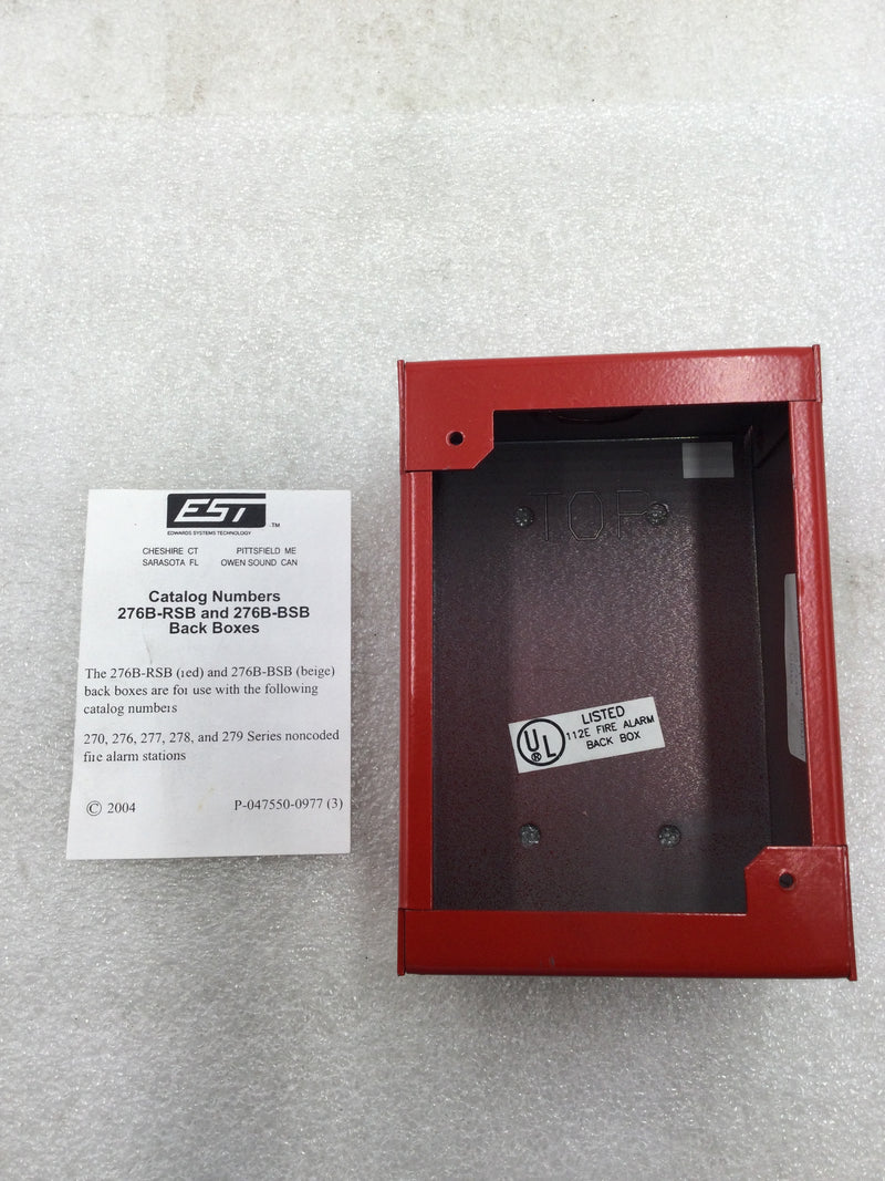 Edwards/EST 276B-RSB Red Metal/Steel Fire Alarm Surface Mount Box
