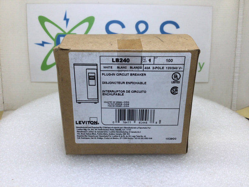 Leviton LB240 40 Amp 2 Pole 120/240V Circuit Breaker
