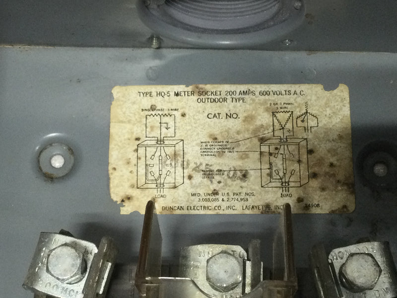 Duncan 40025-02 Type HQ Continuous Duty Meter Socket With Lever Bypass