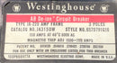 Westinghouse JA3150W 150 Amp 3 Pole 600V Type JA Breaker w/225 Amp Trip