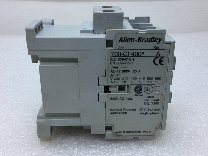 Allen-Bradley 700-CF400* 25 Amp 3-Phase 600V Contactor-Relay