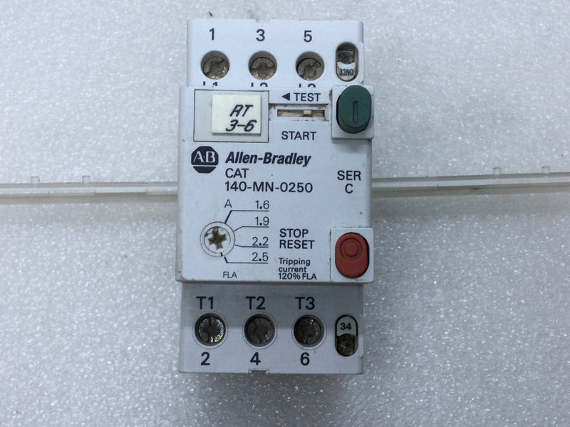 Allen-Bradley 140-MN-0250 PLC Motor Circuit Protector Breaker 660V 6Amp Series C