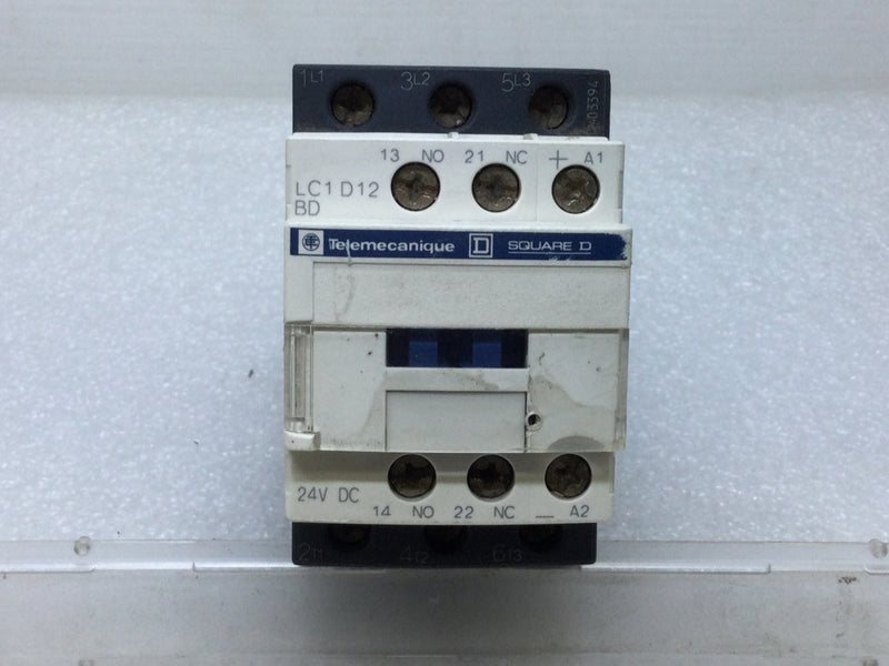 Square D/Telemecanique LC1D12 BD Contactor 24V 25 Amp 3-Pole Series D