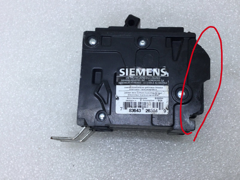 Siemens B260H Type BLH 60 Amp 22,000 Kaic 120/240v 2 Pole Circuit Breaker