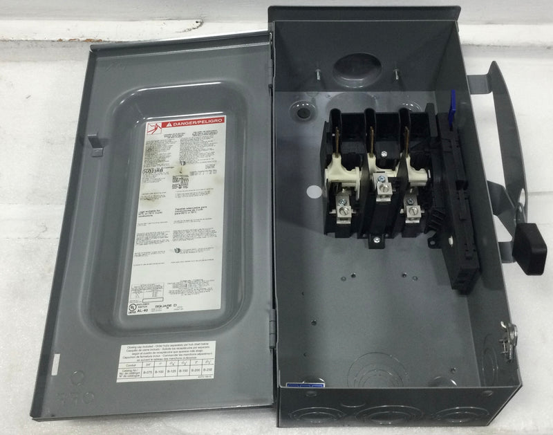 Square D DU323RB 100 Amp 3 Pole 120/240V Non-Fused Safety Switch Disconnect