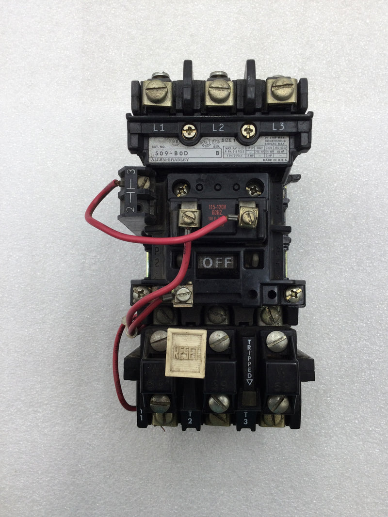 Allen-Bradley 509-BOD 27 Amp 3 Pole 600V Starter w/