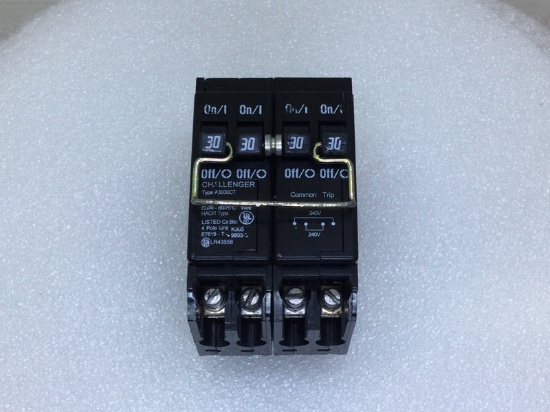 Challenger A3030CT 30 Amp 4 Pole 240V Circuit Breaker - Cosmetic Flaw