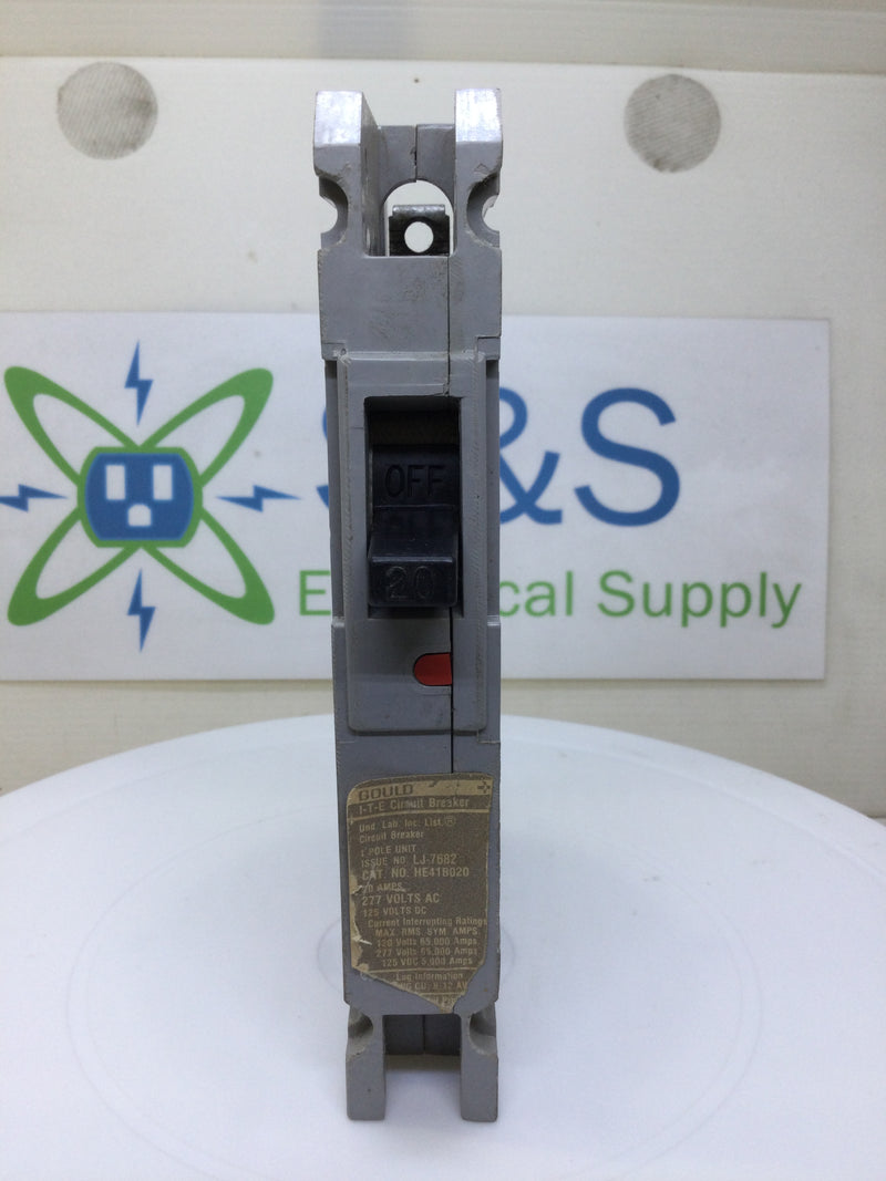 ITE Siemens Gould HE41B020 20 Amp 1 Pole  277V Circuit Breaker