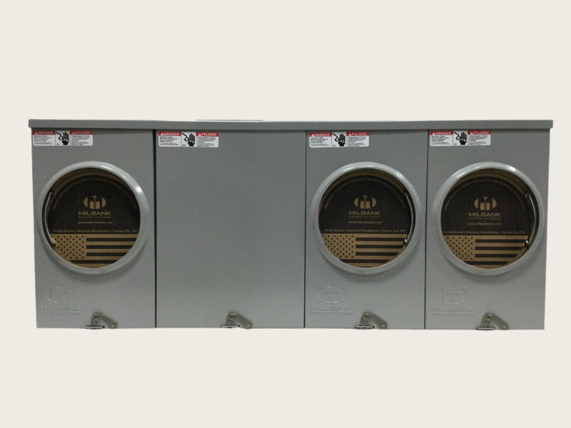 Milbank UAP1253-X-HSP 4 Terminal Ringless Large Closing Plate 3 Position Stainless Steel Hasp Aluminum Painted