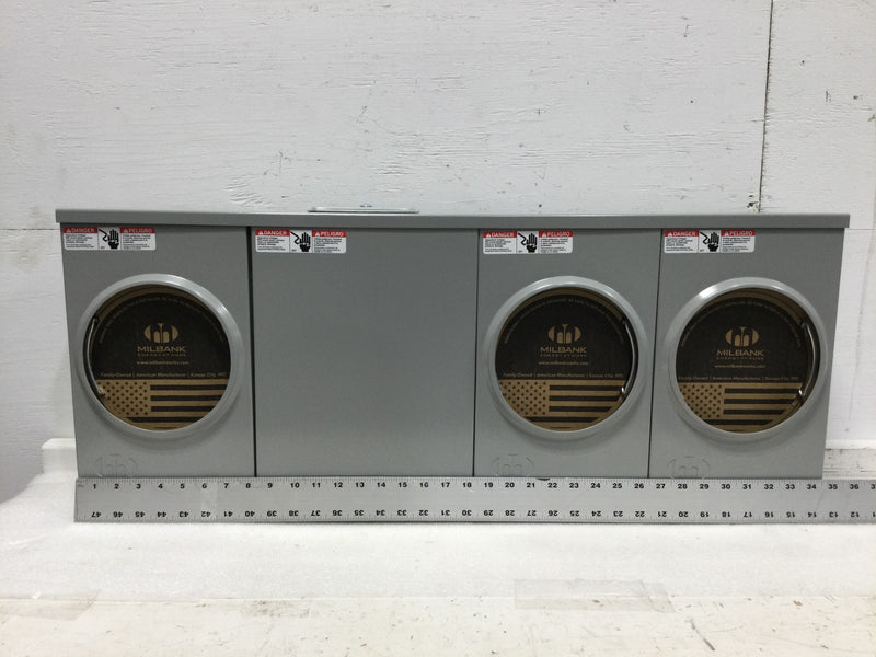 Milbank UAP1253-X-HSP 4 Terminal Ringless Large Closing Plate 3 Position Stainless Steel Hasp Aluminum Painted