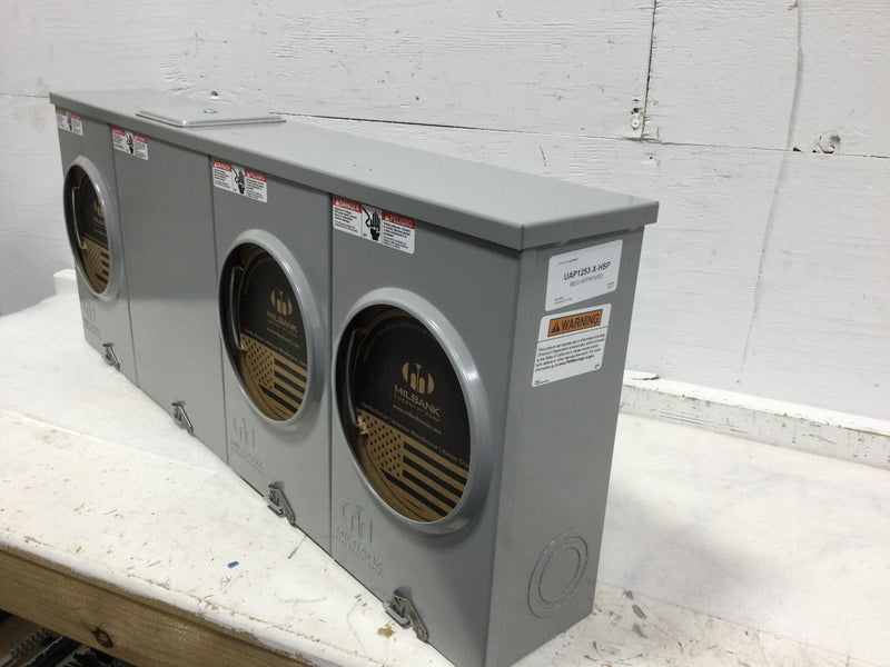 Milbank UAP1253-X-HSP 4 Terminal Ringless Large Closing Plate 3 Position Stainless Steel Hasp Aluminum Painted