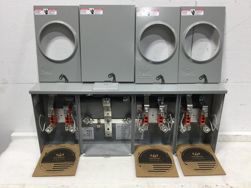 Milbank UAP1253-X-HSP 4 Terminal Ringless Large Closing Plate 3 Position Stainless Steel Hasp Aluminum Painted