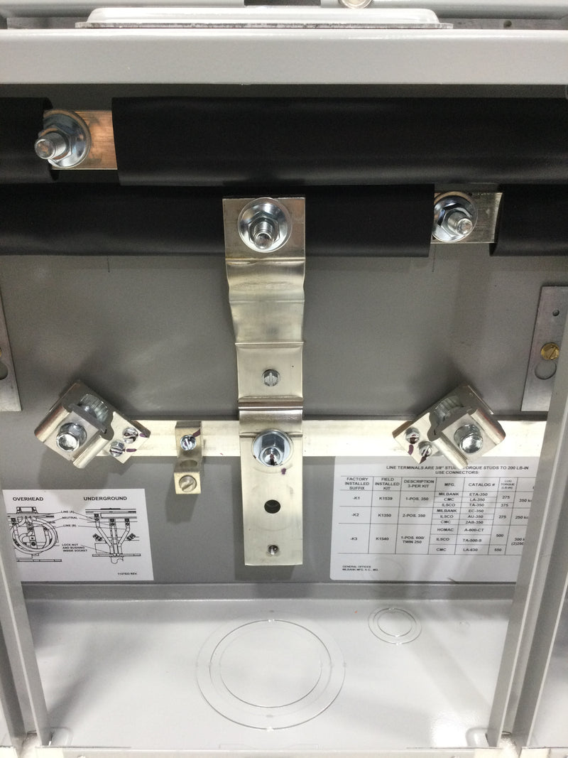 Milbank UAP1253-X-HSP 4 Terminal Ringless Large Closing Plate 3 Position Stainless Steel Hasp Aluminum Painted