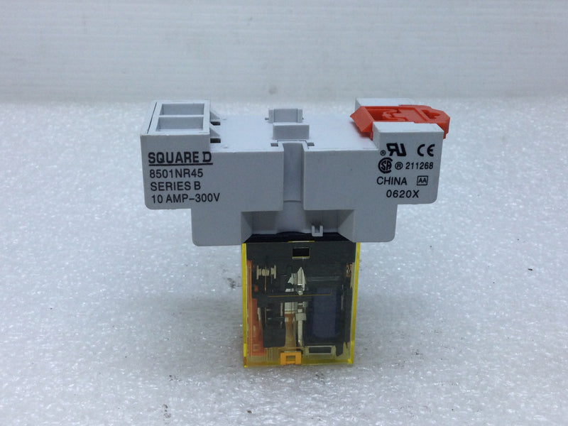 Idec RU4S-A110 Relay 6Amp 250VAC 6Amp 30VDC/Square D Socket Base 8502NR45 Series B